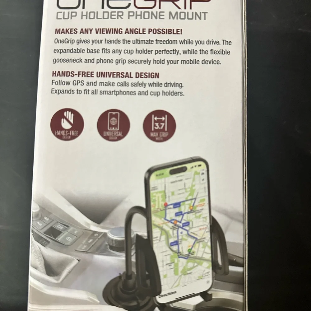Tzumi OneGrip Black Cup Holder Phone Mount